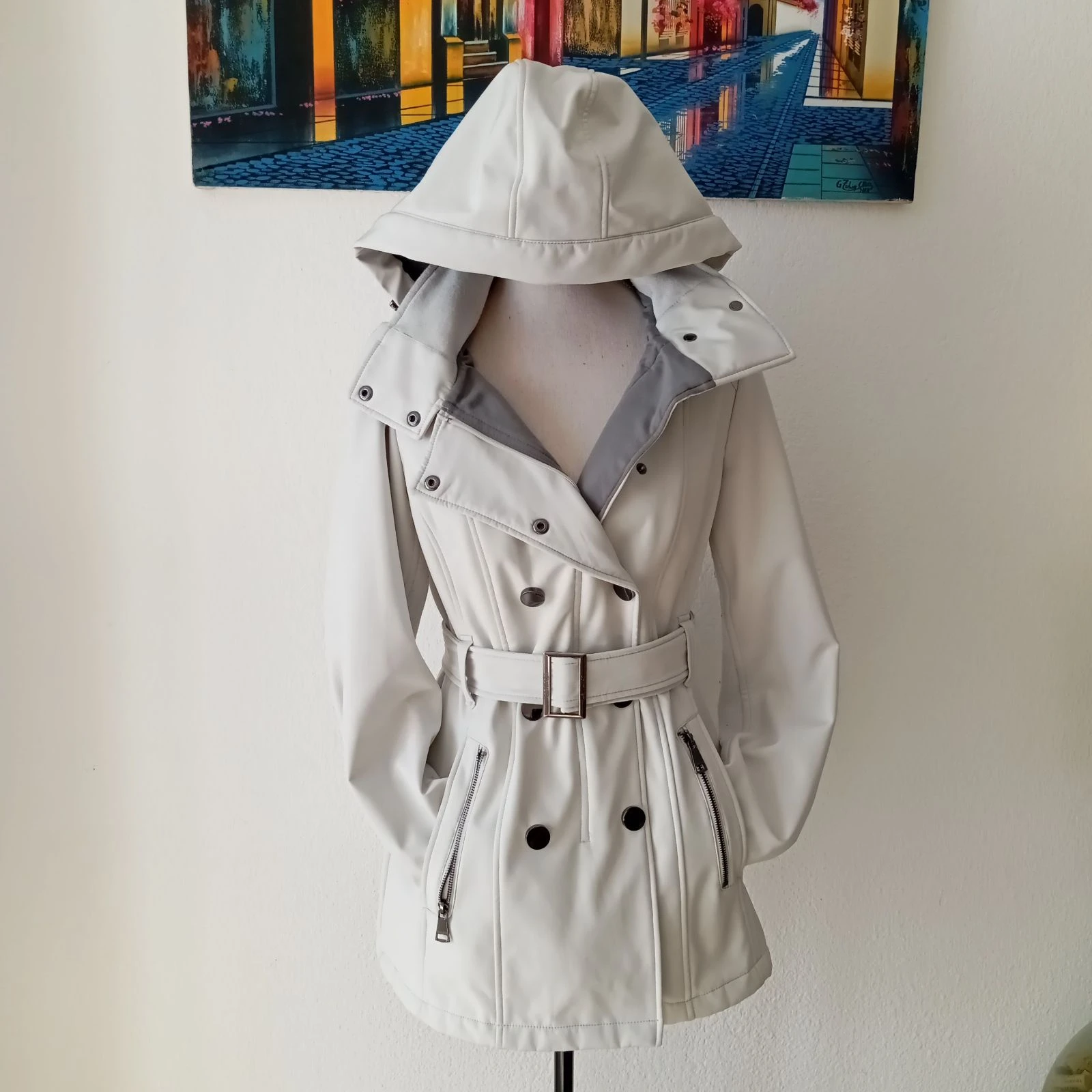 Trench impermeable / Chaqueta mujer Calvin Klein color blanco roto talla M – photo 4